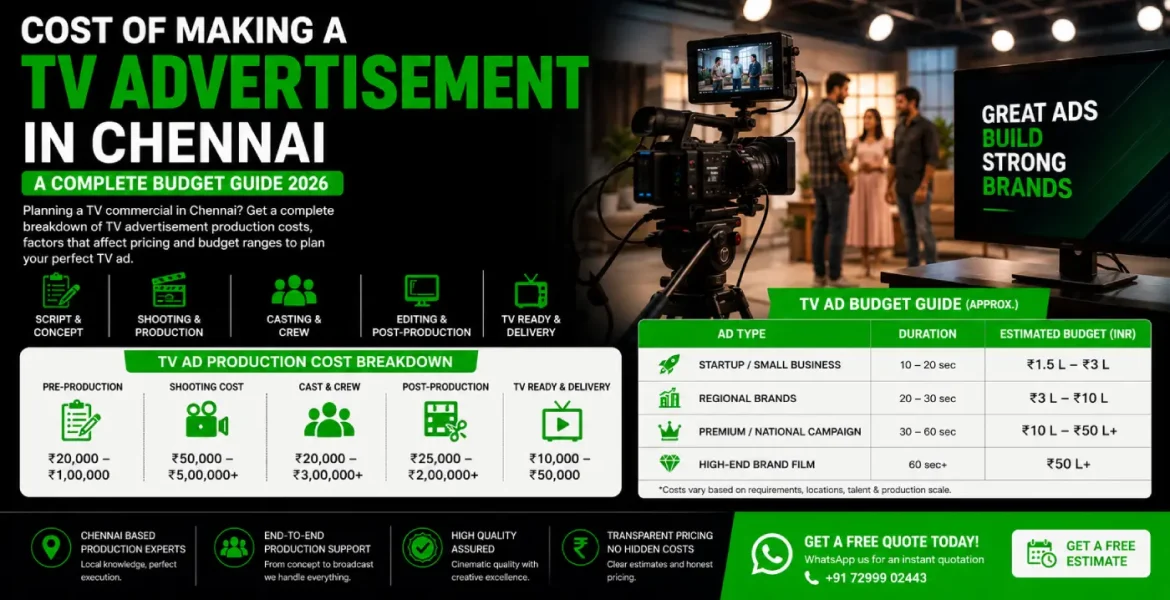 Cost of Making a TV Advertisement in Chennai: A Complete Budget Guide (2026)